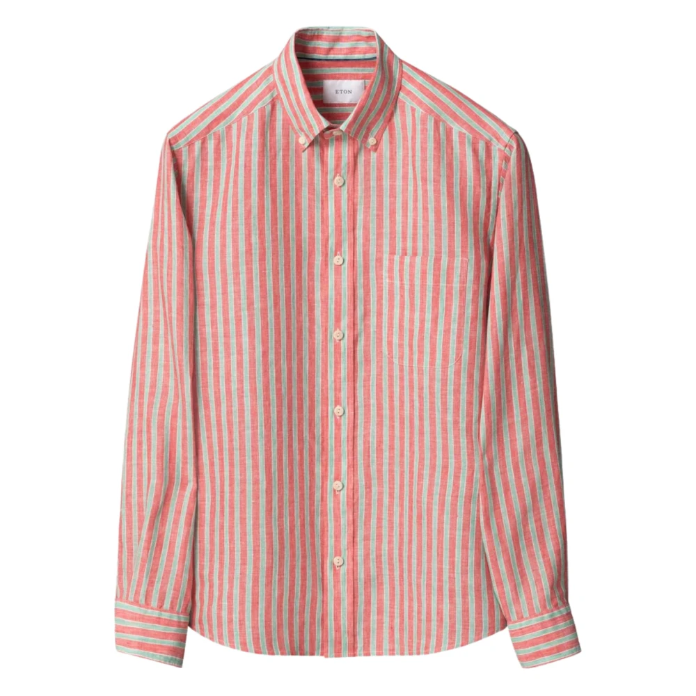 Eton Men's Multicolor Multi Striped Linen Shirt - Casual Shirts - L - Shirts