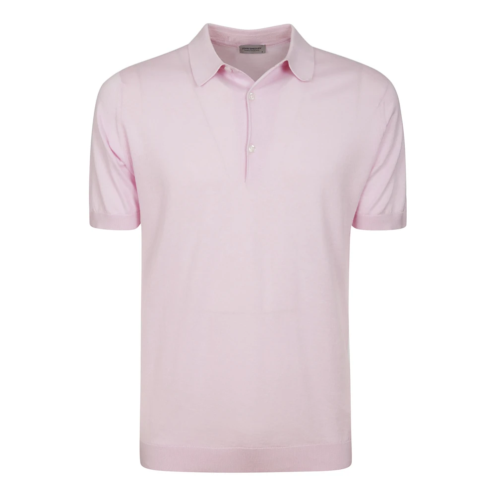 John Smedley Roze Gebreide Polo Shirt Pink Heren