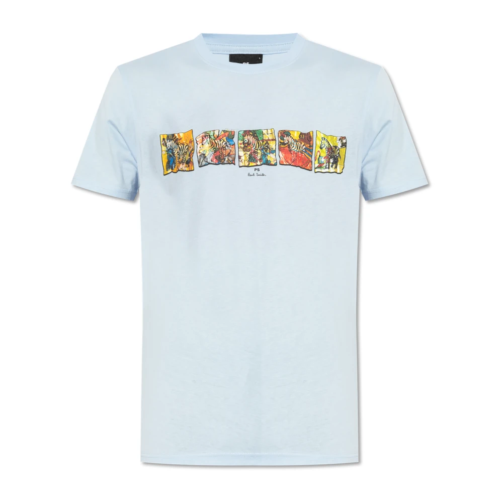 PS By Paul Smith Bedrukt T-shirt Blue Heren