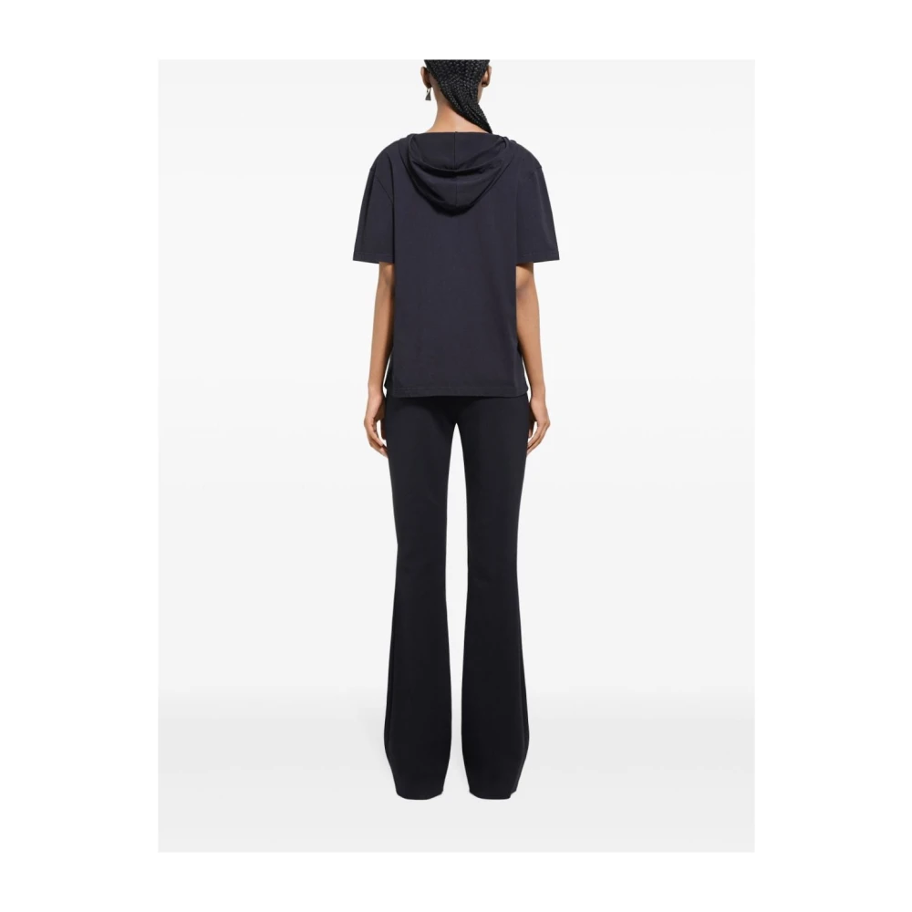 Courrèges Zwart Logo Patch Hoodie T-shirt Black Dames