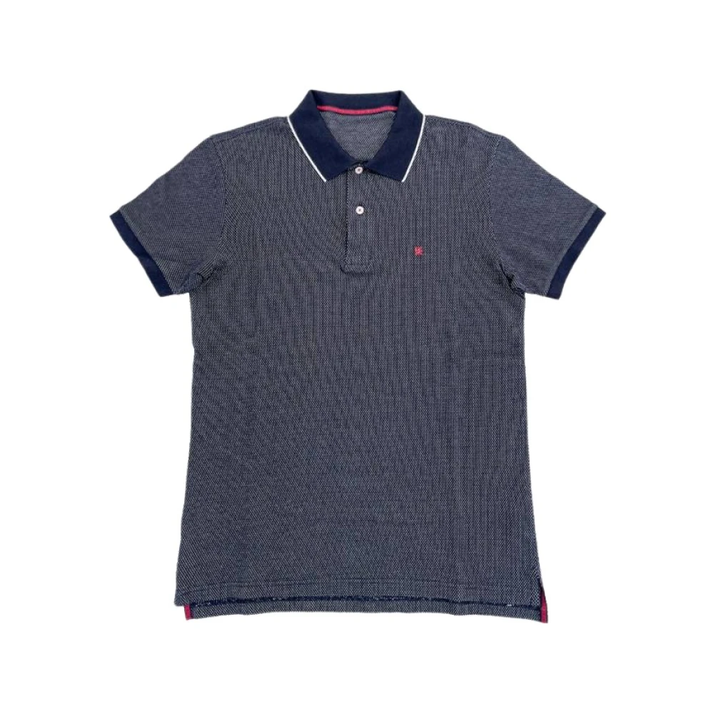 Carolina Herrera Jacquard Katoenen Polo Shirt Logo CH Blue Heren