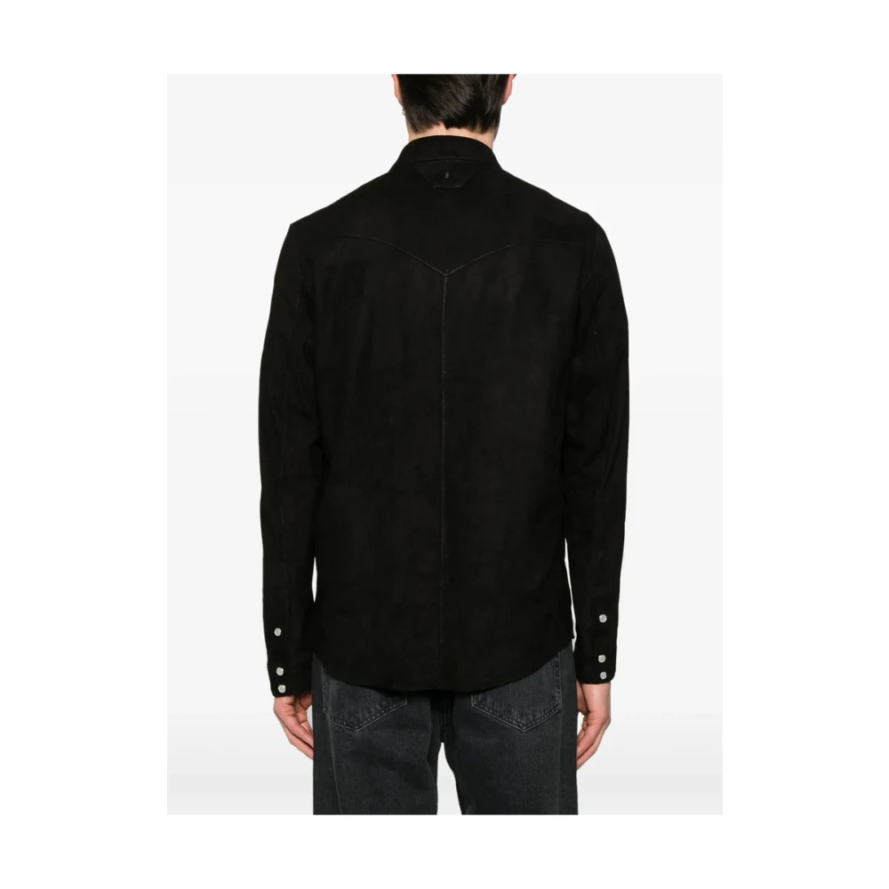 Salvatore Santoro Zwart leren bovenkleding met drukknoopsluiting Black Heren