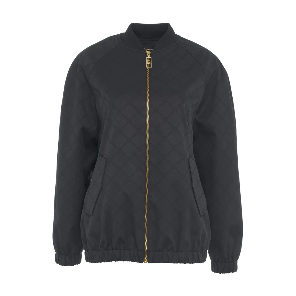 Elisabetta Franchi Zwarte Bomberjack met Monogram Black Dames