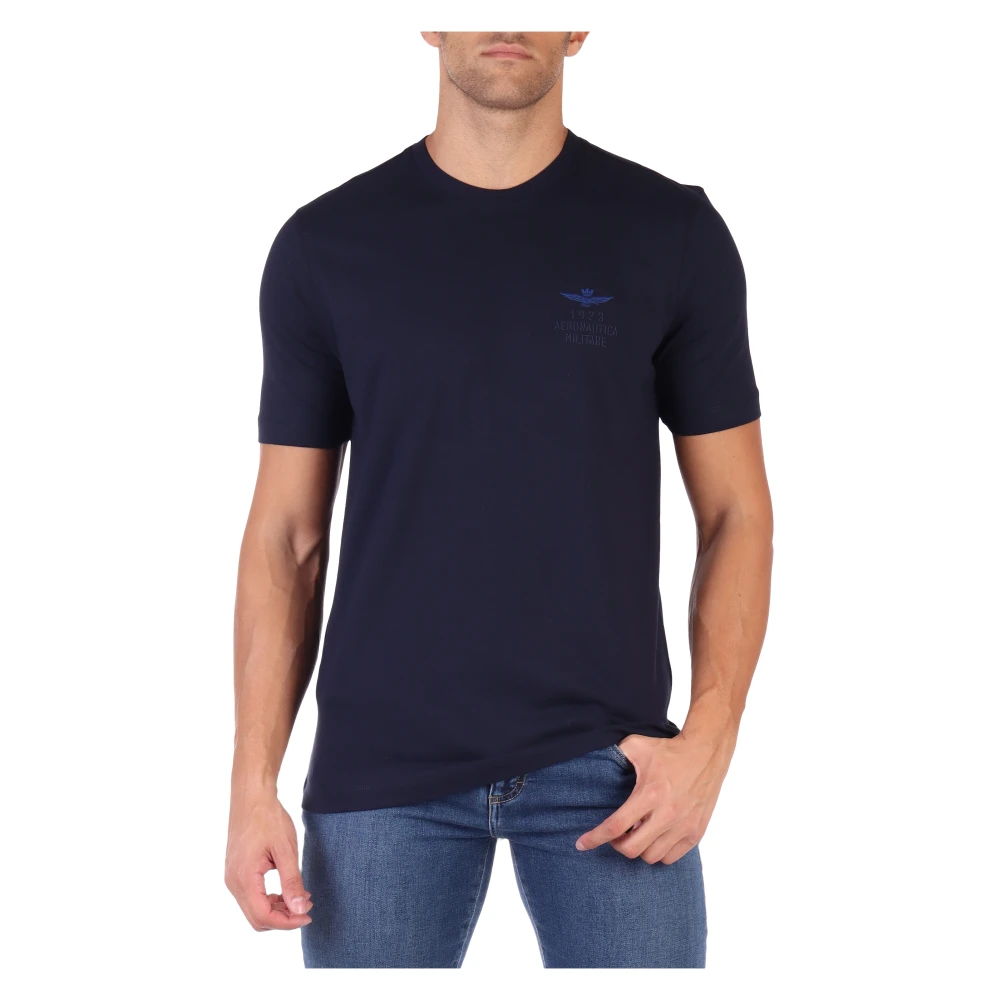 Aeronautica militare Heren T-shirt regular fit van katoen met geborduurd logo Blue Heren
