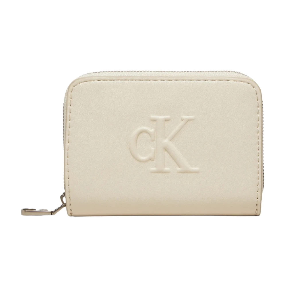 Calvin Klein Jeans Deboss ritsportemonnee Herfst Winter collectie Beige Dames