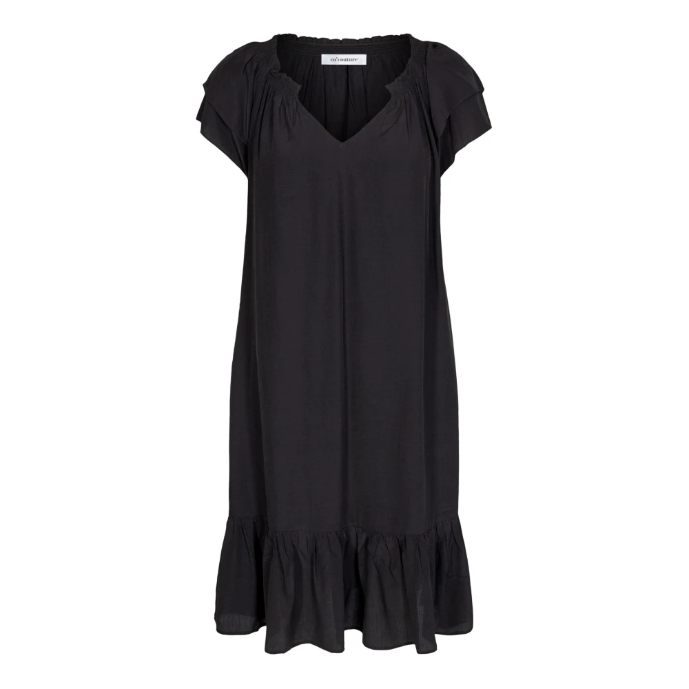 Co'couture Black Short Dresses, Female, Xl, Sunrise Crop Dress With Ruffles