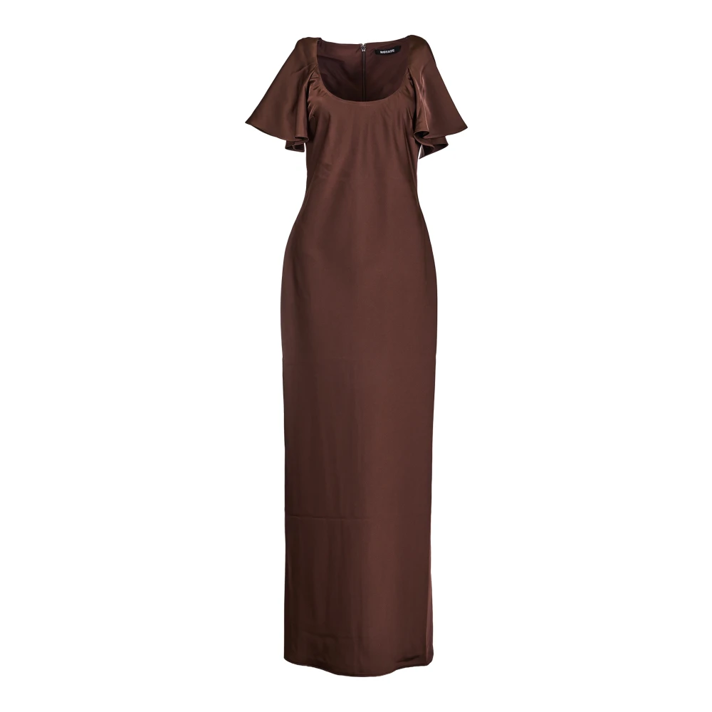 Rotate Birger Christensen Women's Brown Satin Flowy Sleeve Maxi Dress - Gowns - Xs - Dresses