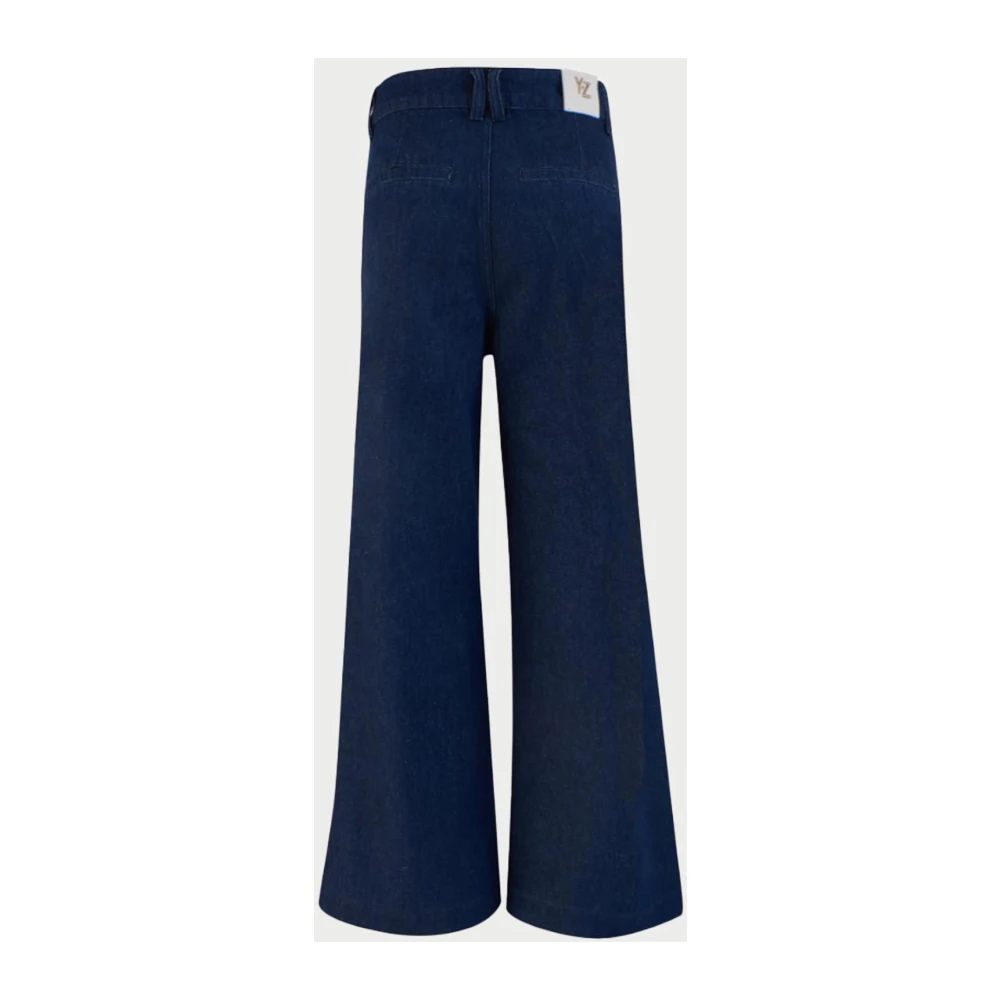 YES ZEE Blauwe Palazzo Broek met Zakapplicatie Blue Dames