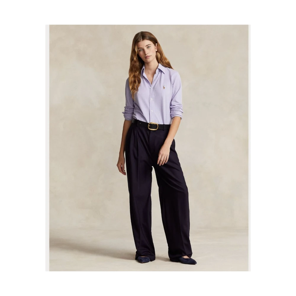 Ralph Lauren Gebreid Oxford overhemd Purple Dames