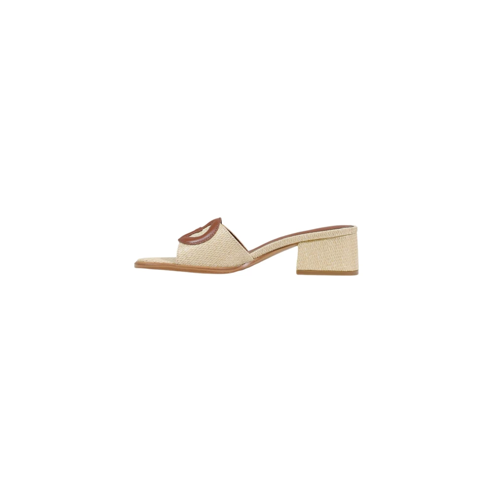 Guess Women's Beige Heeled Mules, 4 Uk, Cerinna Rafia Sandals