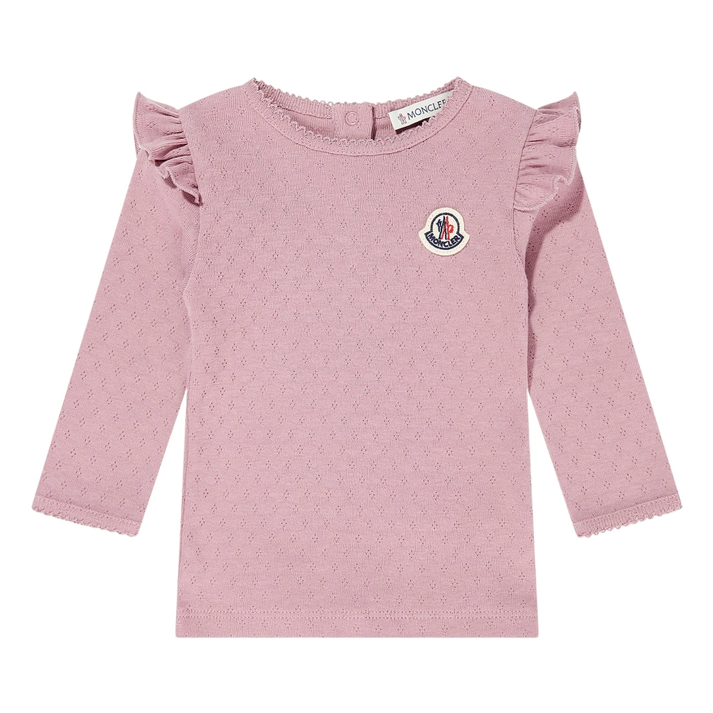 Moncler , Kids Short Sleeve T-Shirts, Female, Pink, 2 Y, Long Sleeve Logo T-Shirt