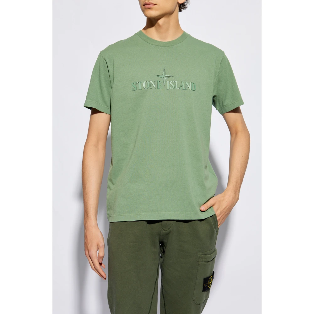 Stone Island T-shirt met logo Green Heren