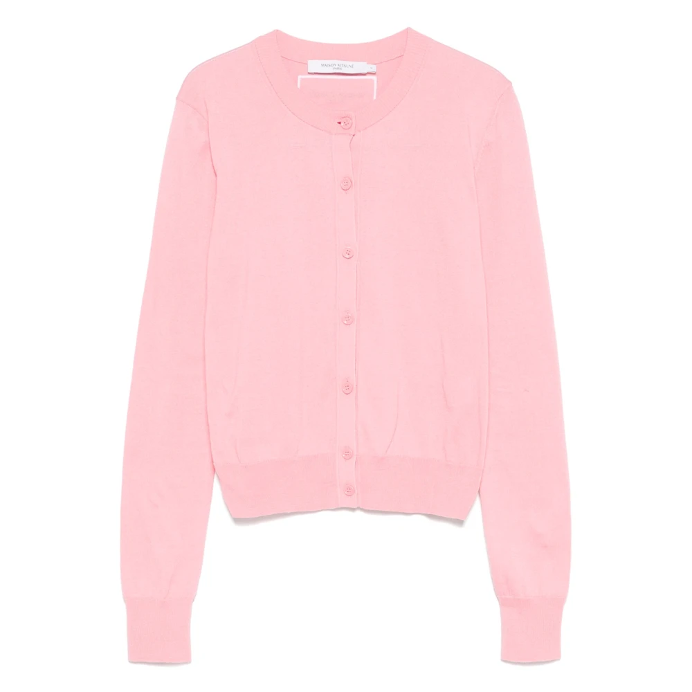 Maison Kitsuné Stijlvolle Boxy Cardigan Pink Dames