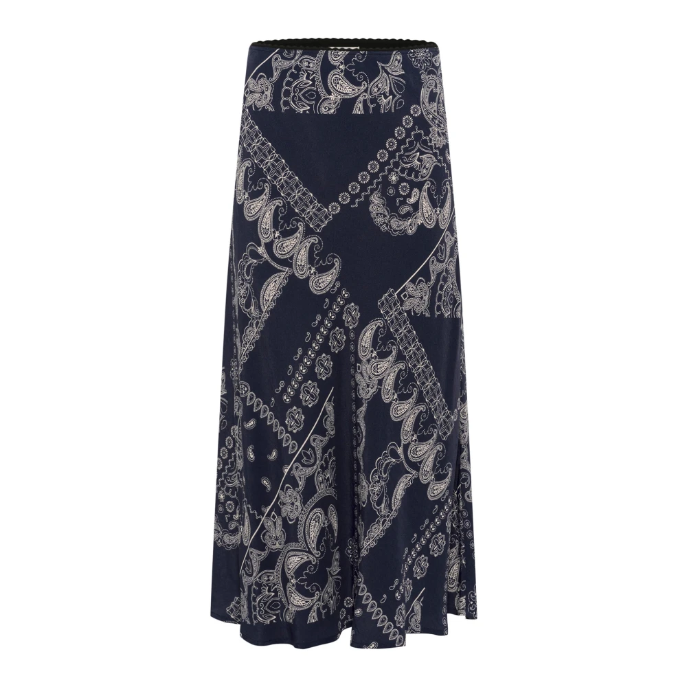 Part Two Grafische Paisley Rok Elastische Taille Blue Dames