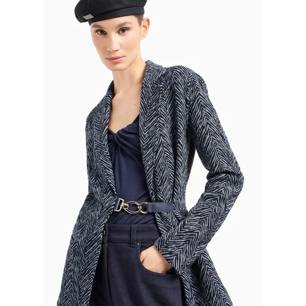 Giorgio Armani Blauwe V-hals Torchon Sweater Blue Dames