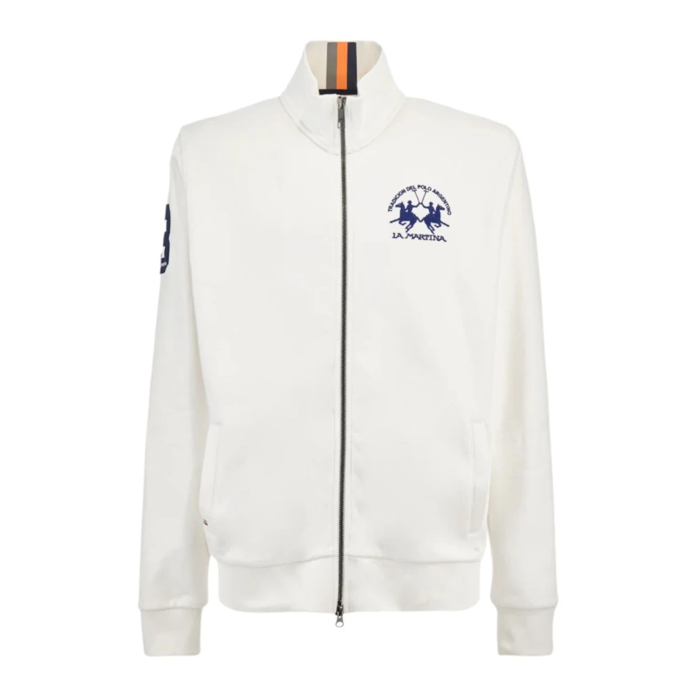 LA MARTINA Witte Katoenen Zip-Up Sweater White Heren