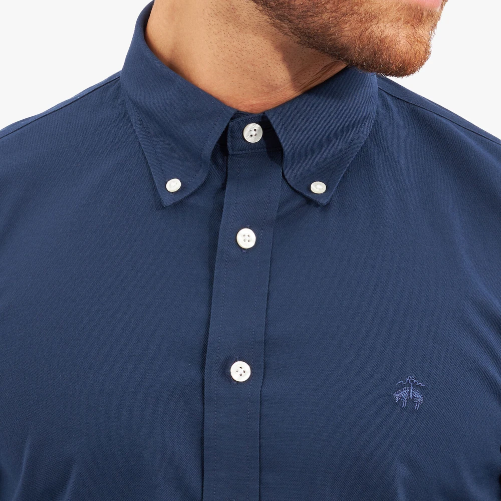 Brooks Brothers Donkerblauw Slim Fit Non-Iron Stretch Katoenen Overhemd met Knoop-Down Kraag Blue Heren