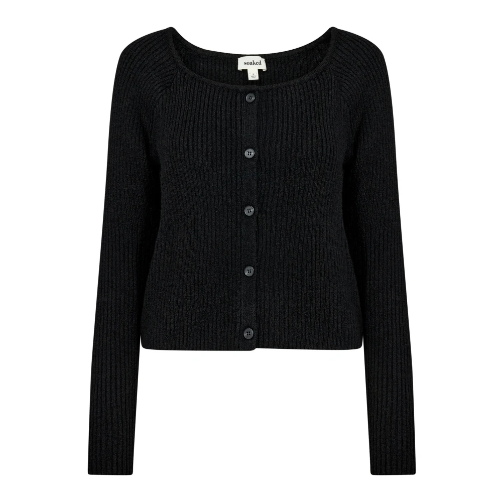 Soaked in Luxury Zwarte Gebreide Cardigan Slamani Stijl Black Dames