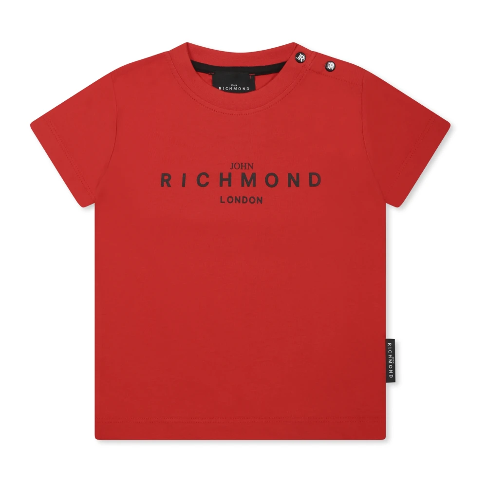 John Richmond Röd Bomull T-shirt med Tryckknapp Red, Unisex