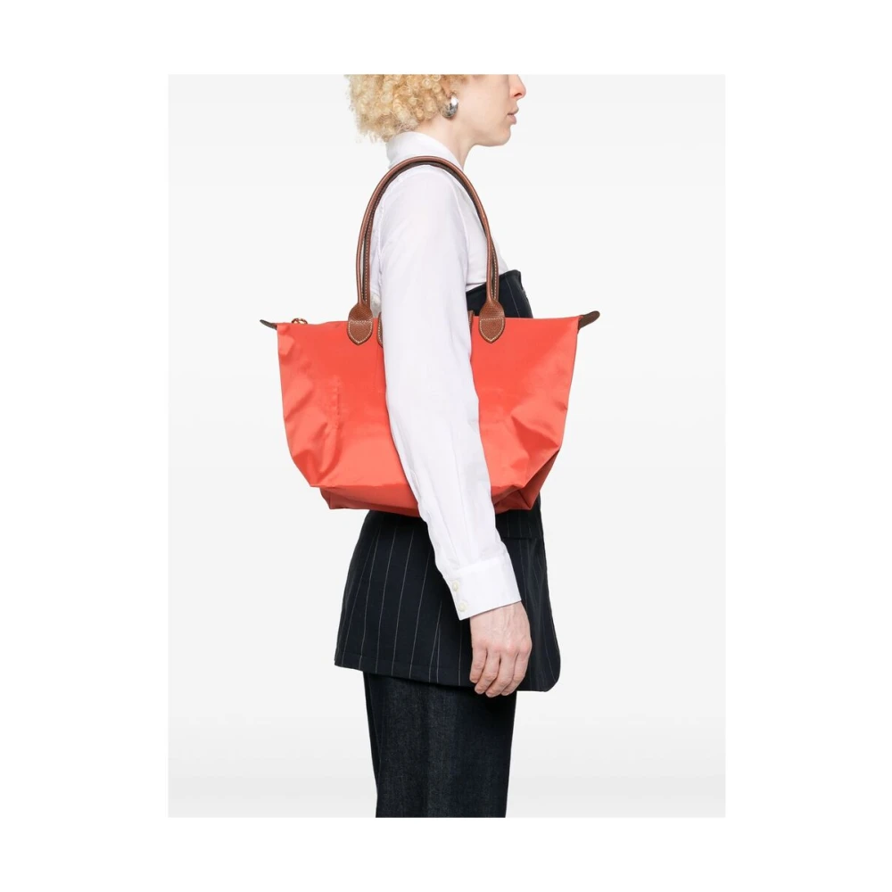 Longchamp Rode Canvas Opvouwbare Top Handtas Red Dames