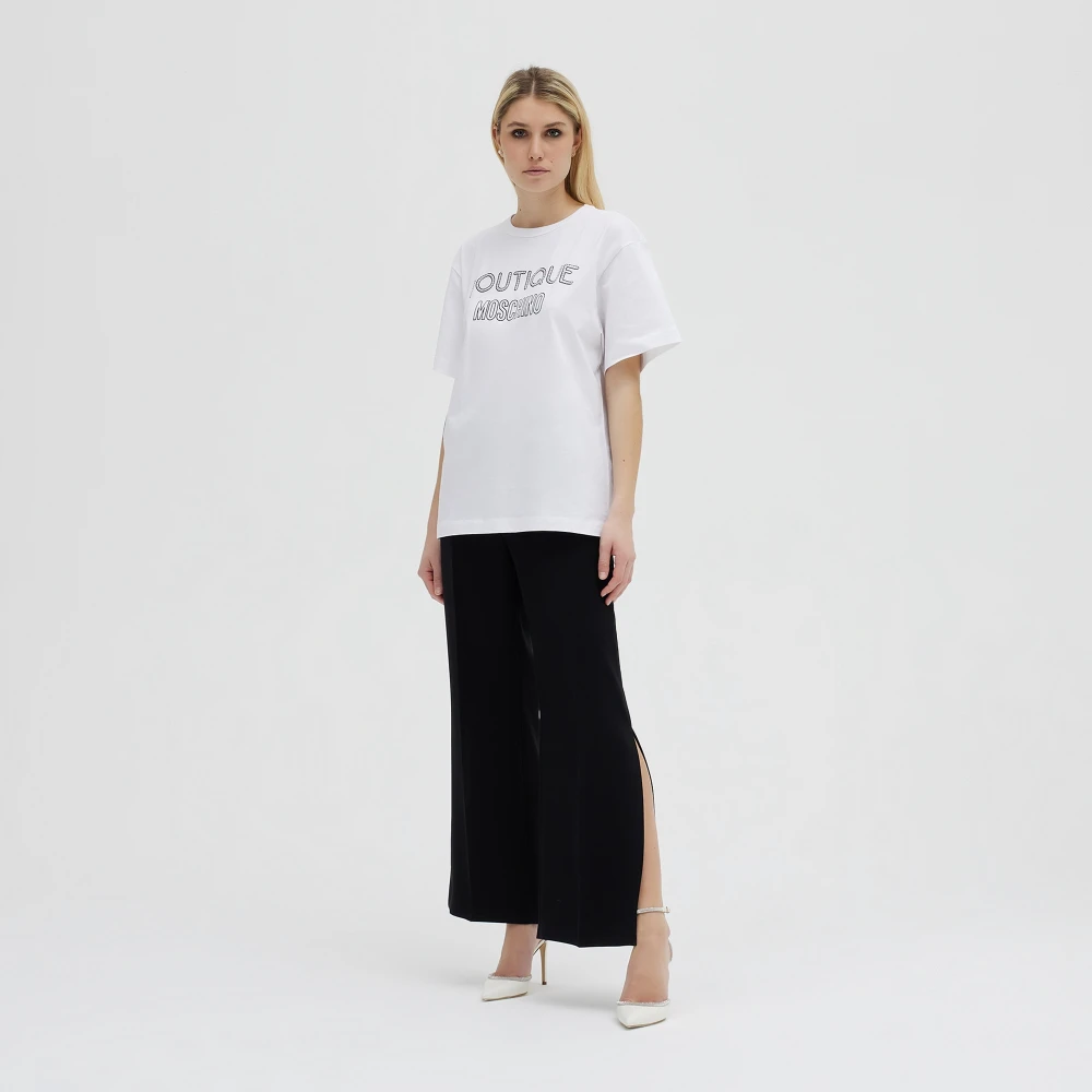 Moschino Katoenen Logo T-Shirt White Dames