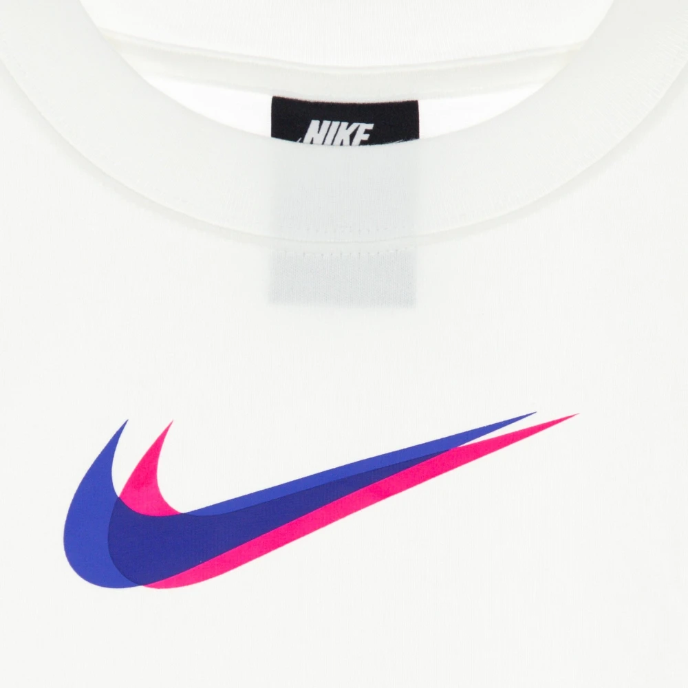 Nike Korte Mouw Crop Top met Swoosh Print White Dames