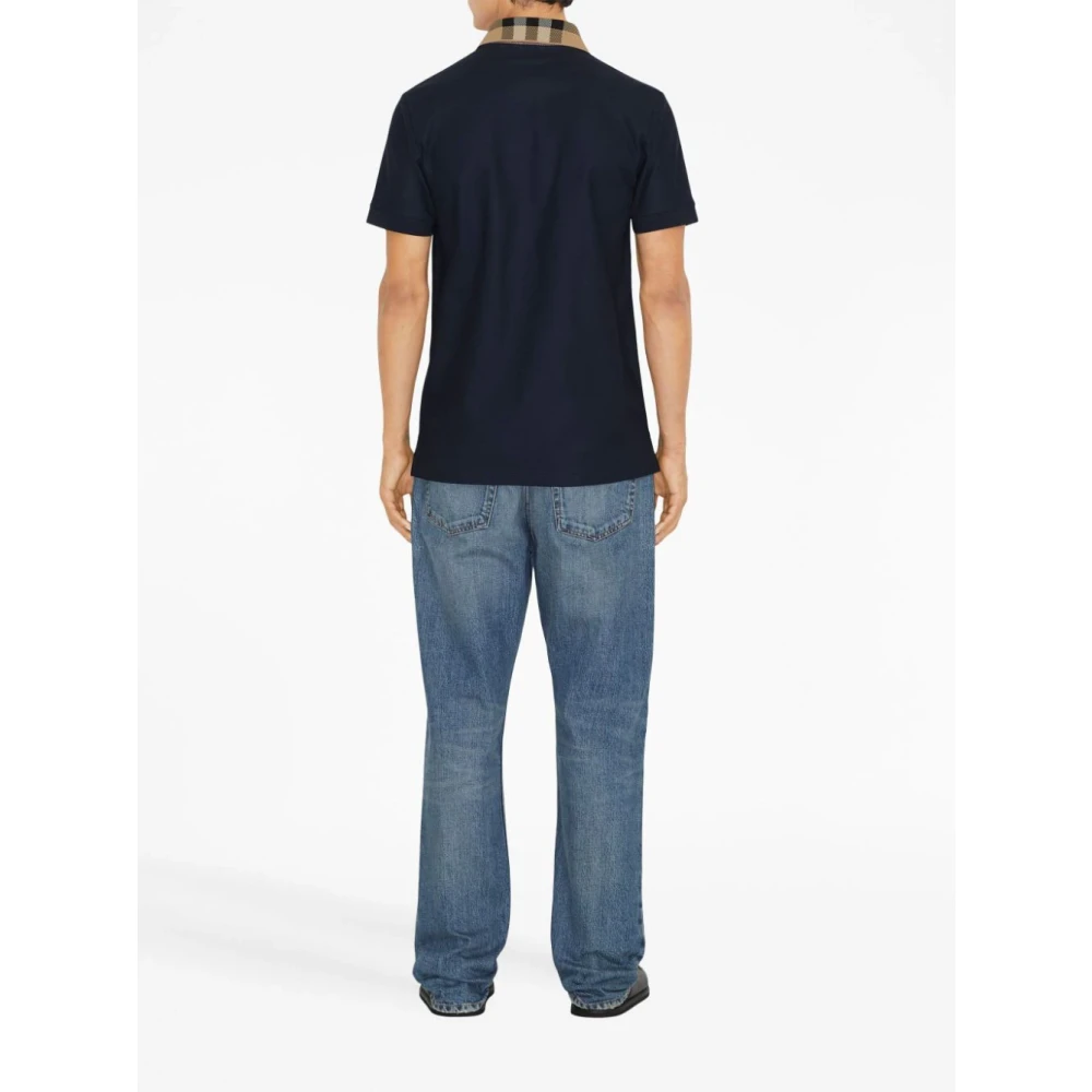 Burberry Vintage Check Polo met Contrast Kraag Blue Heren