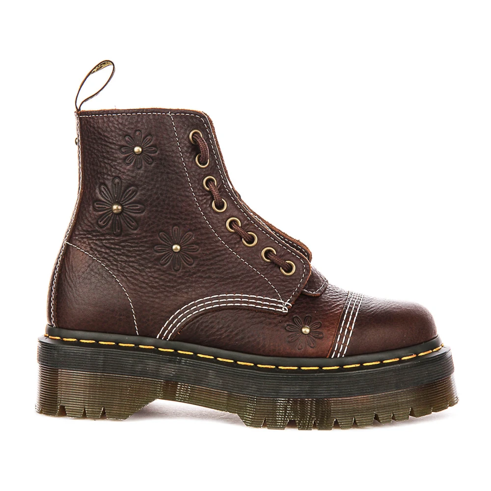 Dr. Martens Women's Brown Sinclair Flower Ankle Boot - Ankle Boots - 7 Uk - Shoes