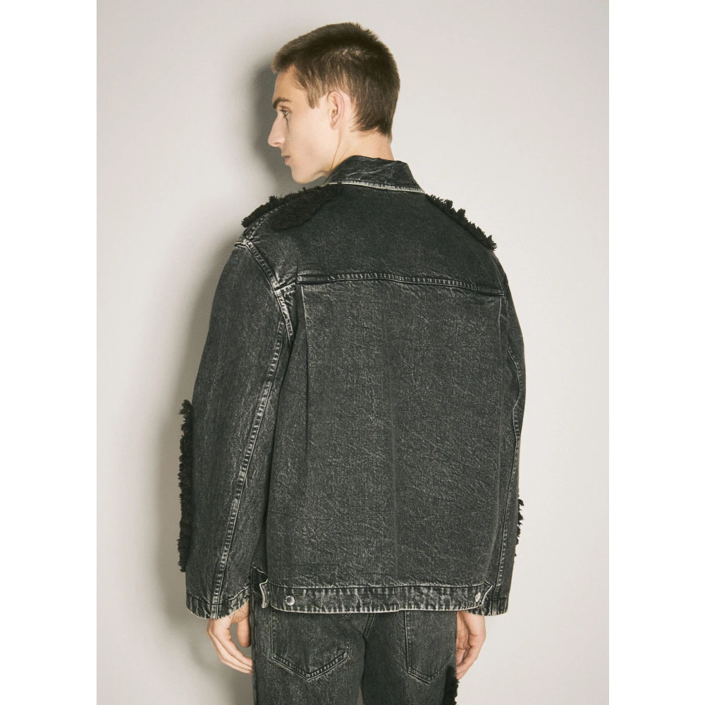 Song for the Mute Denim Zip-Up Jack met Terry Panelen Black Heren