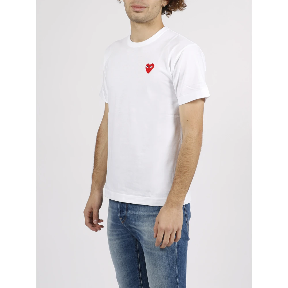 Comme des Garçons Play Ogen Hart Patch T-Shirt White Heren