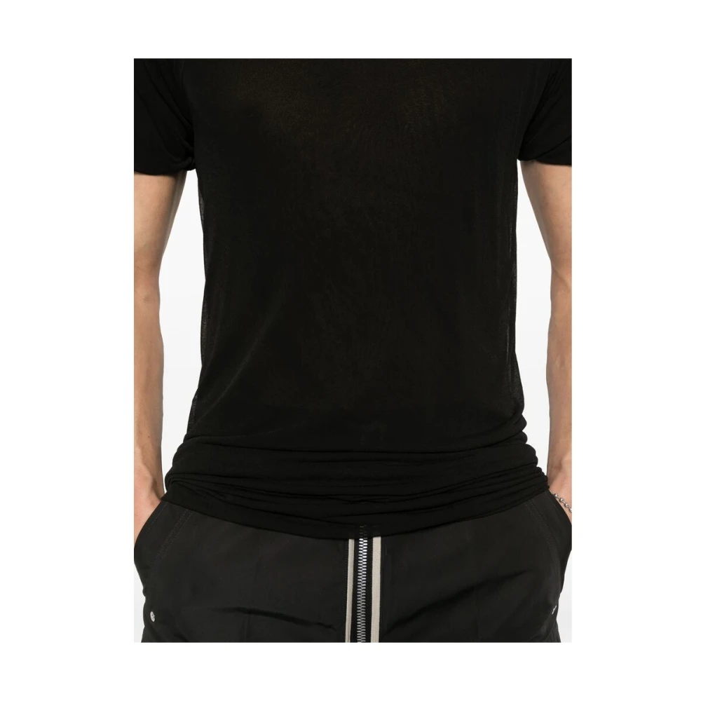 Rick Owens Zwart T-shirt met gelaagde ronde hals Black Heren
