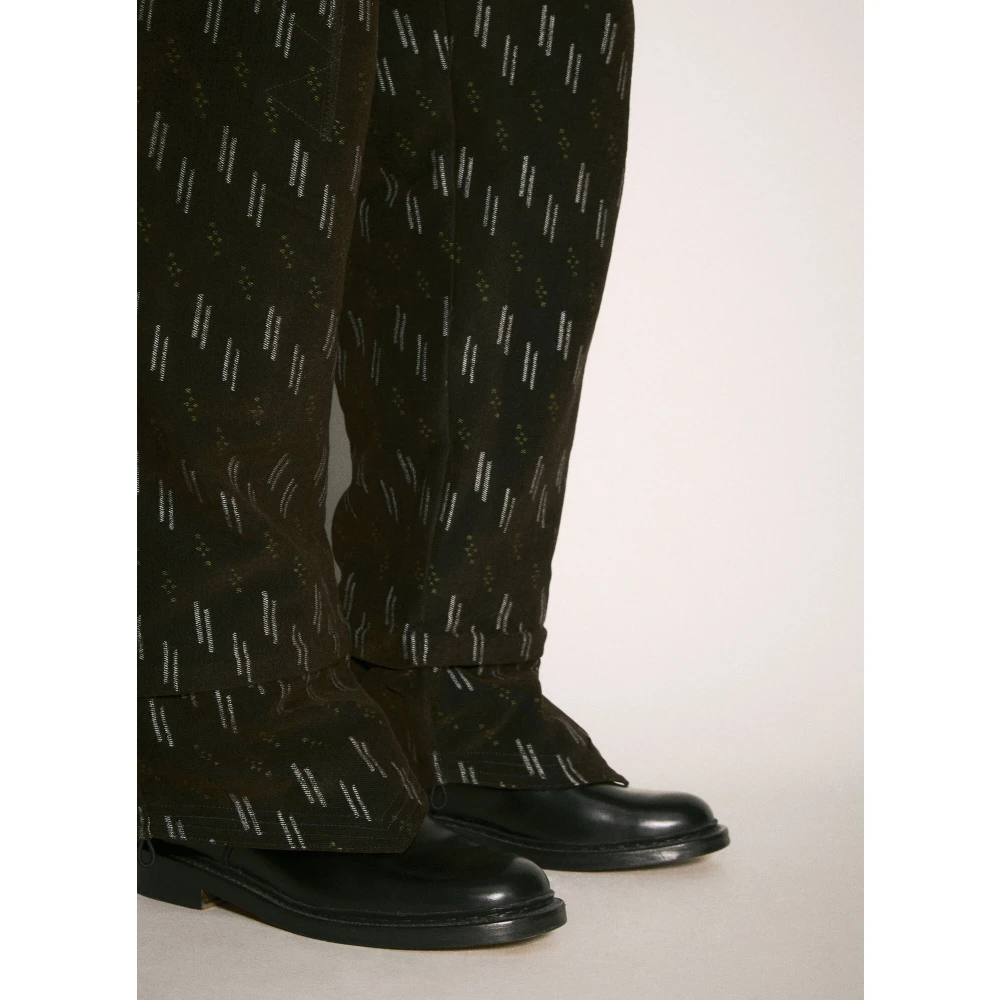 Kiko Kostadinov Jacquard Twill Broek met All-Over Motief Brown Heren