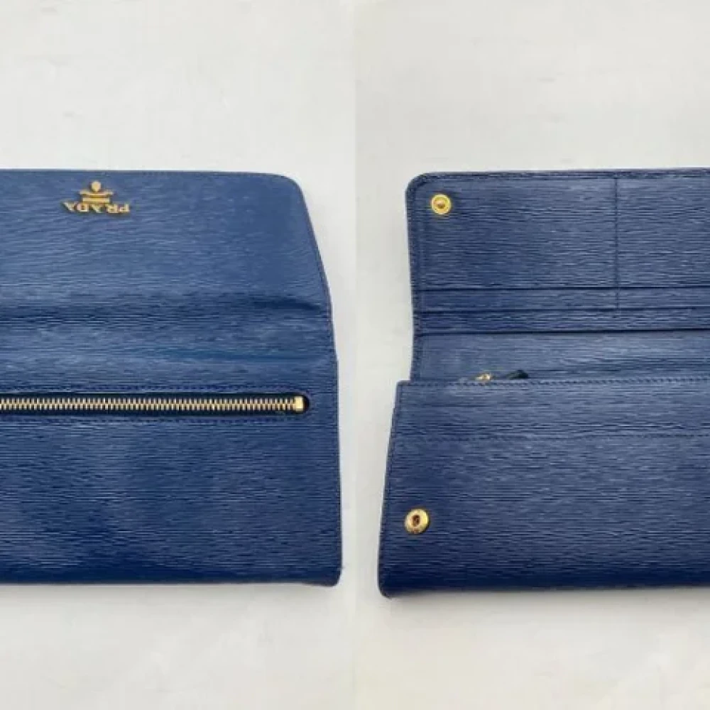 Prada Vintage Pre-owned Leather wallets Blue Dames