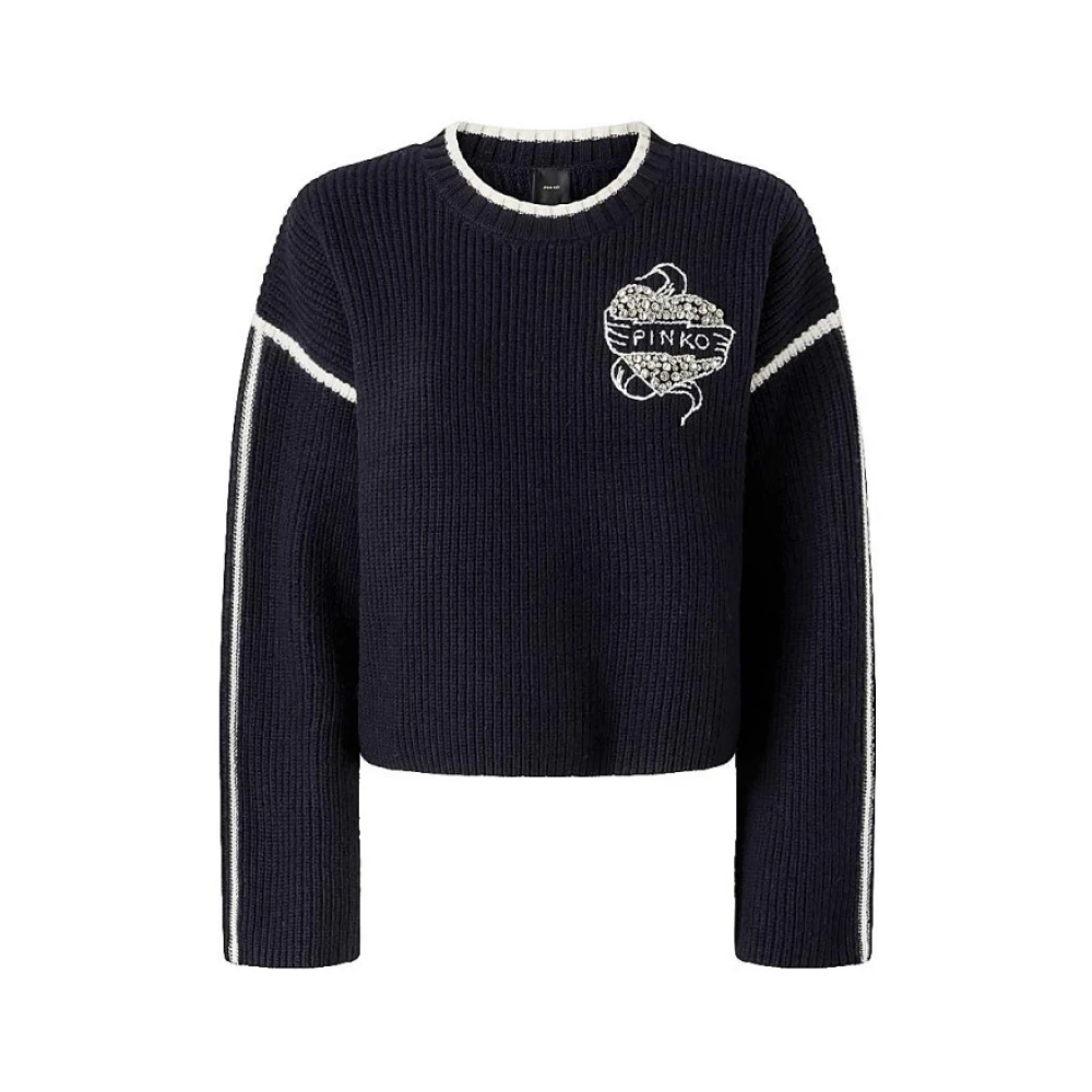 Pinko Women's Blue Round-Neck Knitwear, M, Alicudi Knitwear