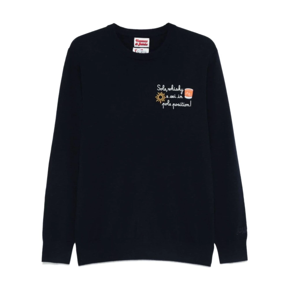 MC2 Saint Barth Blauwe Gebreide Crew Neck Trui Blue Heren