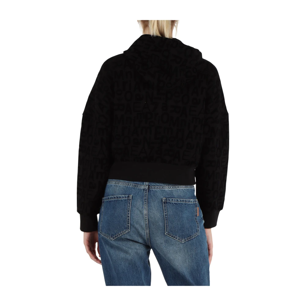 Emporio Armani EA7 Sportieve Zwarte Rits Hoodie voor Vrouwen Black Dames