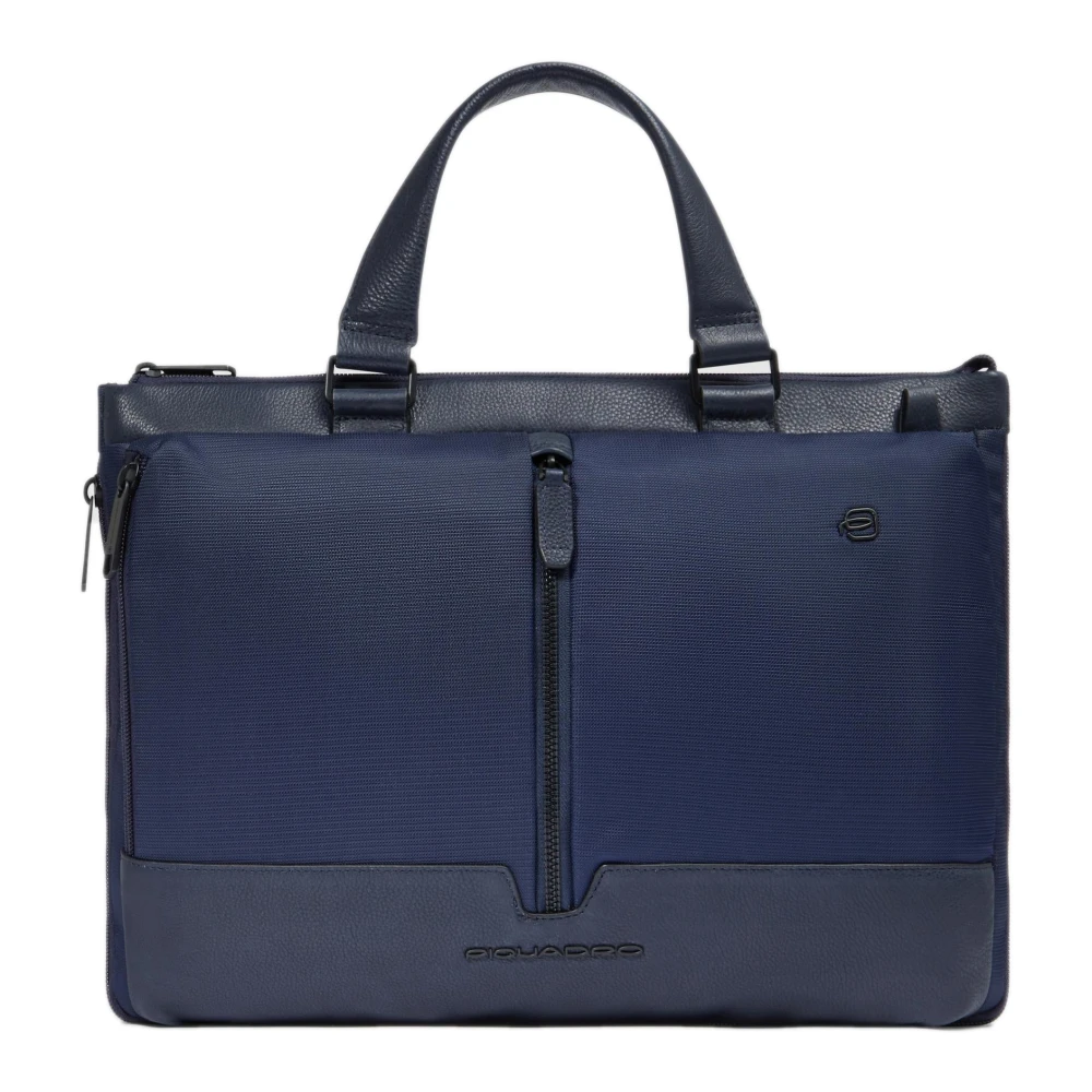 Piquadro Mannelijk Blauw Tassen Heren, One Size, Leer, Laptoptas 14" In Stof