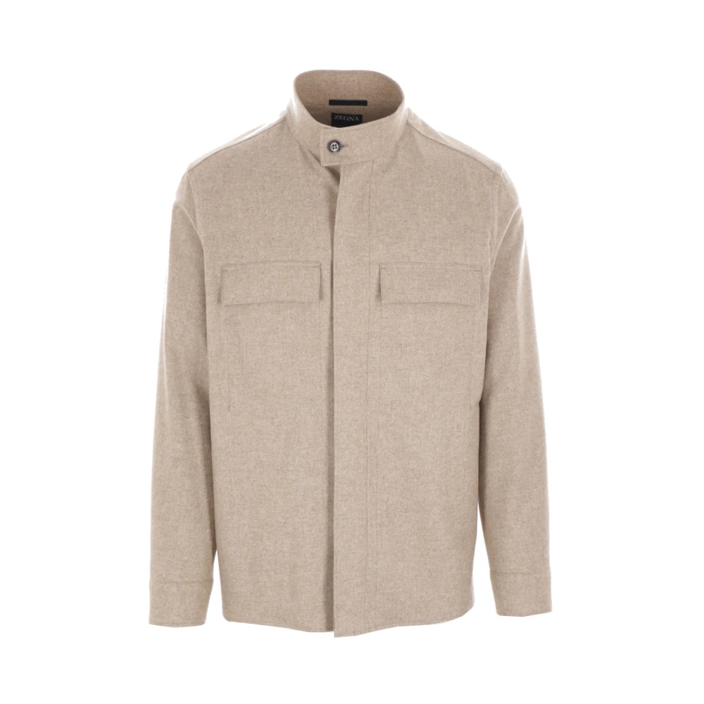 Ermenegildo Zegna Beige Cashmere Overhemdjasje Beige Heren