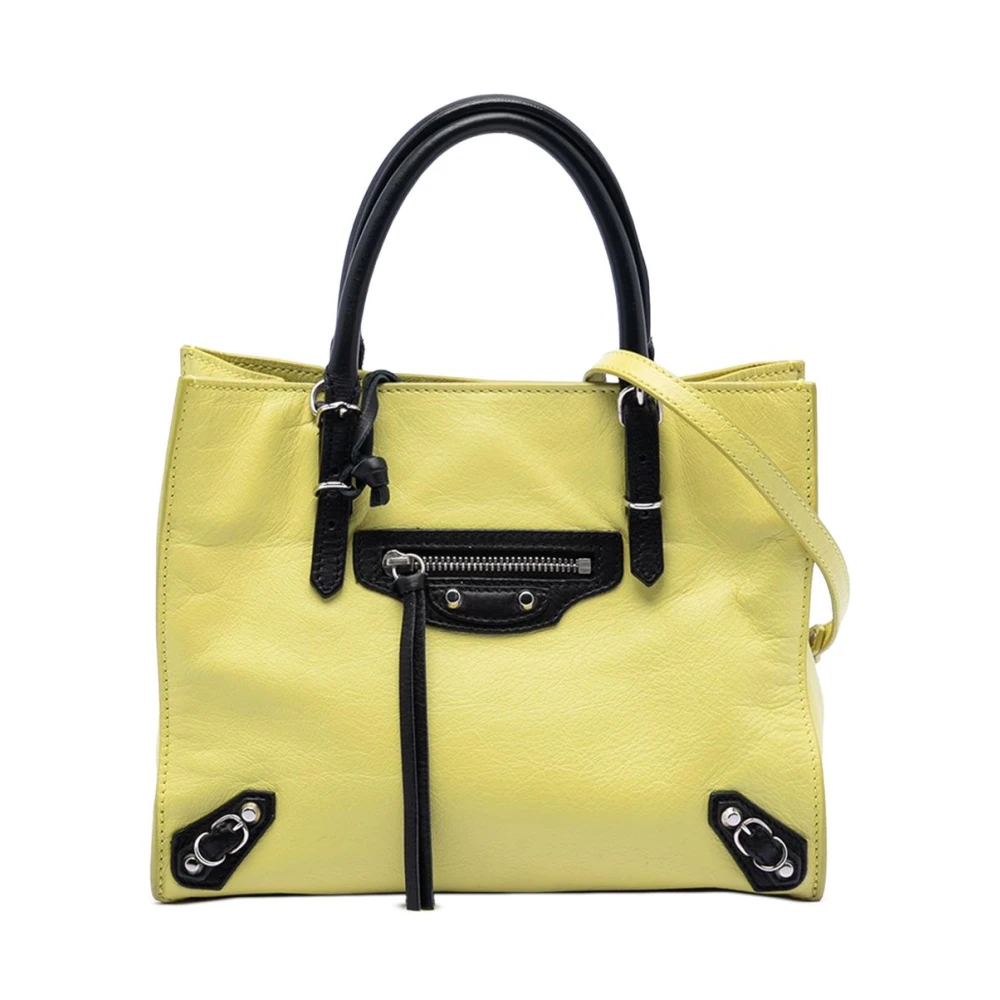 Balenciaga Vintage Women's Yellow Pre-Owned Vintage Leather Top Handle Satchel
