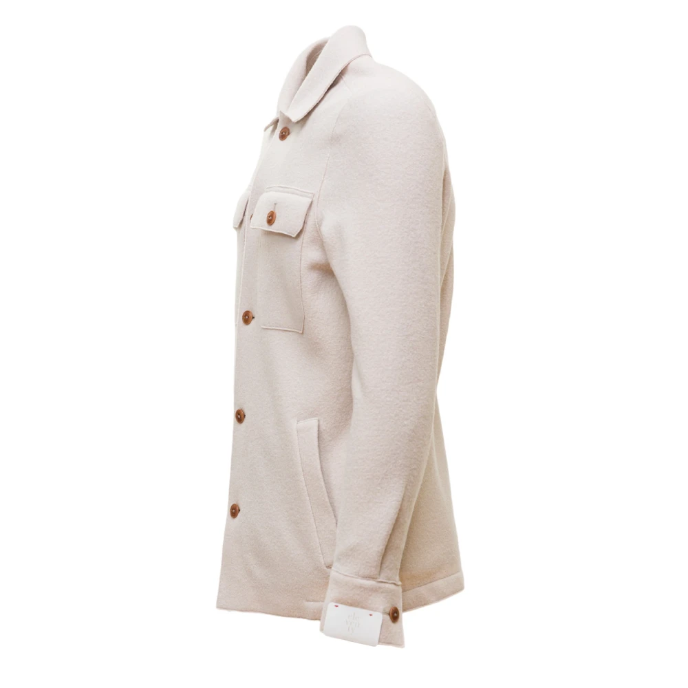 Eleventy Dubbelbreasted wollen overhemdjasje Beige Heren