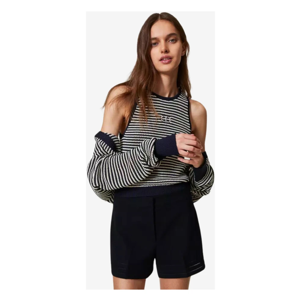 Twinset Bicolor Gebreide Vest en Top Black Dames
