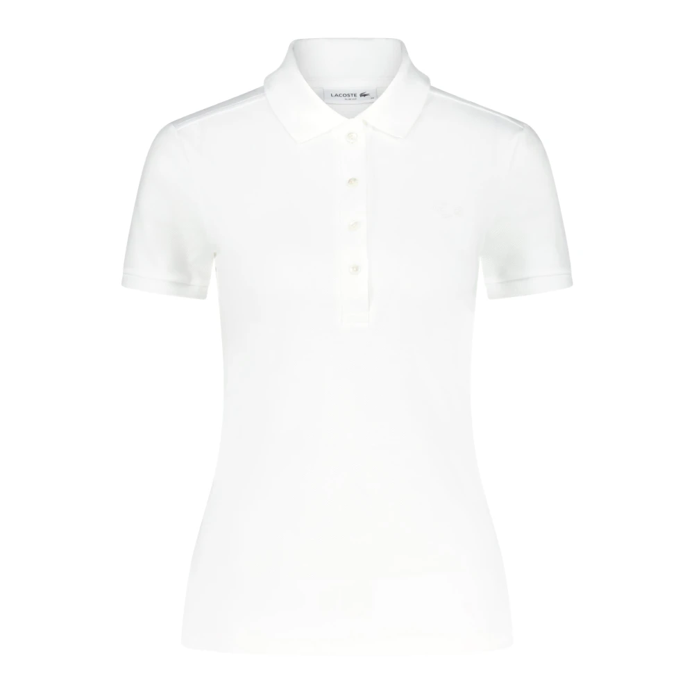 Lacoste Logo Applique Slim-Fit Poloshirt White Dames