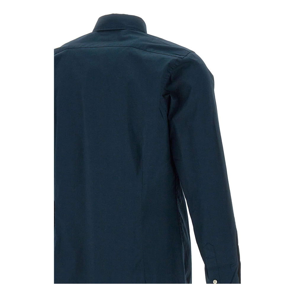 LA MARTINA Stretch Katoenen Overhemd Marineblauw Slim Fit Blue Heren