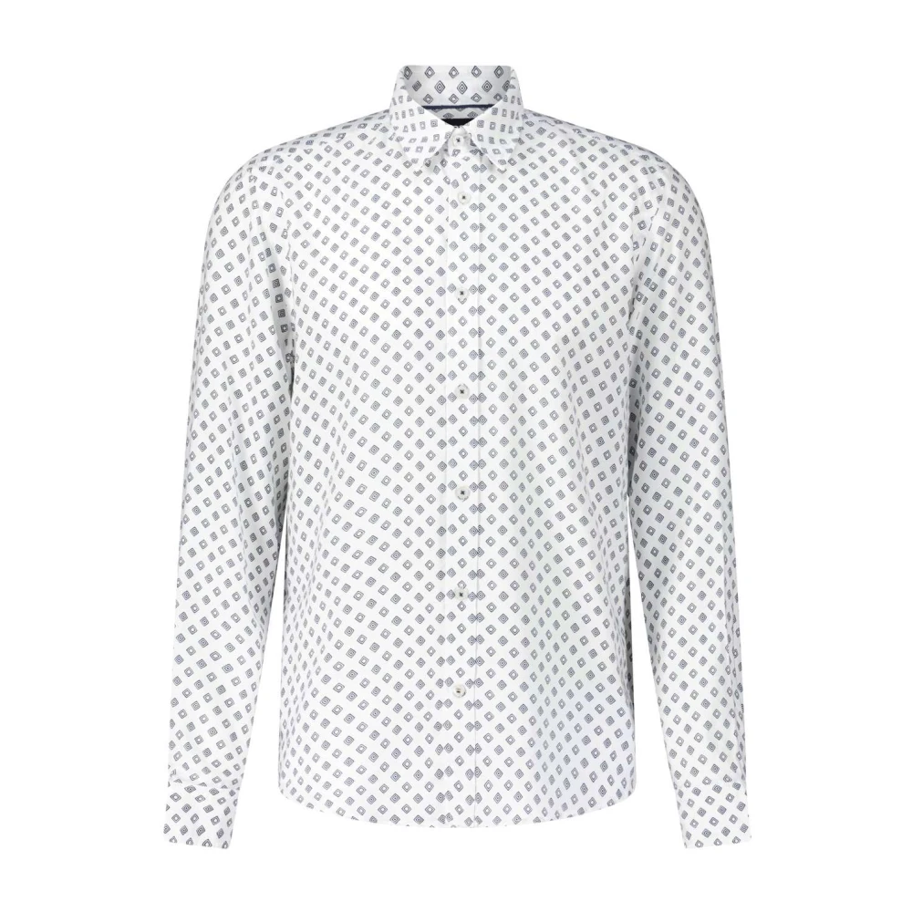 Hugo Boss Shirt met Geometrisch Patroon en Regular-Fit White Heren