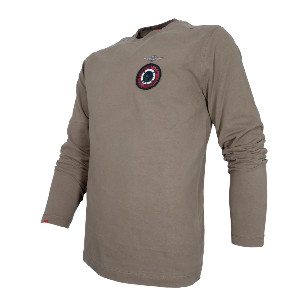 aeronautica militare Lange mouw militair groen T-shirt Green Heren