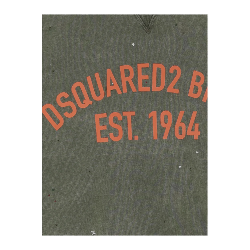 Dsquared2 Logo Katoenen Sweatshirt Crew Neck Green Heren