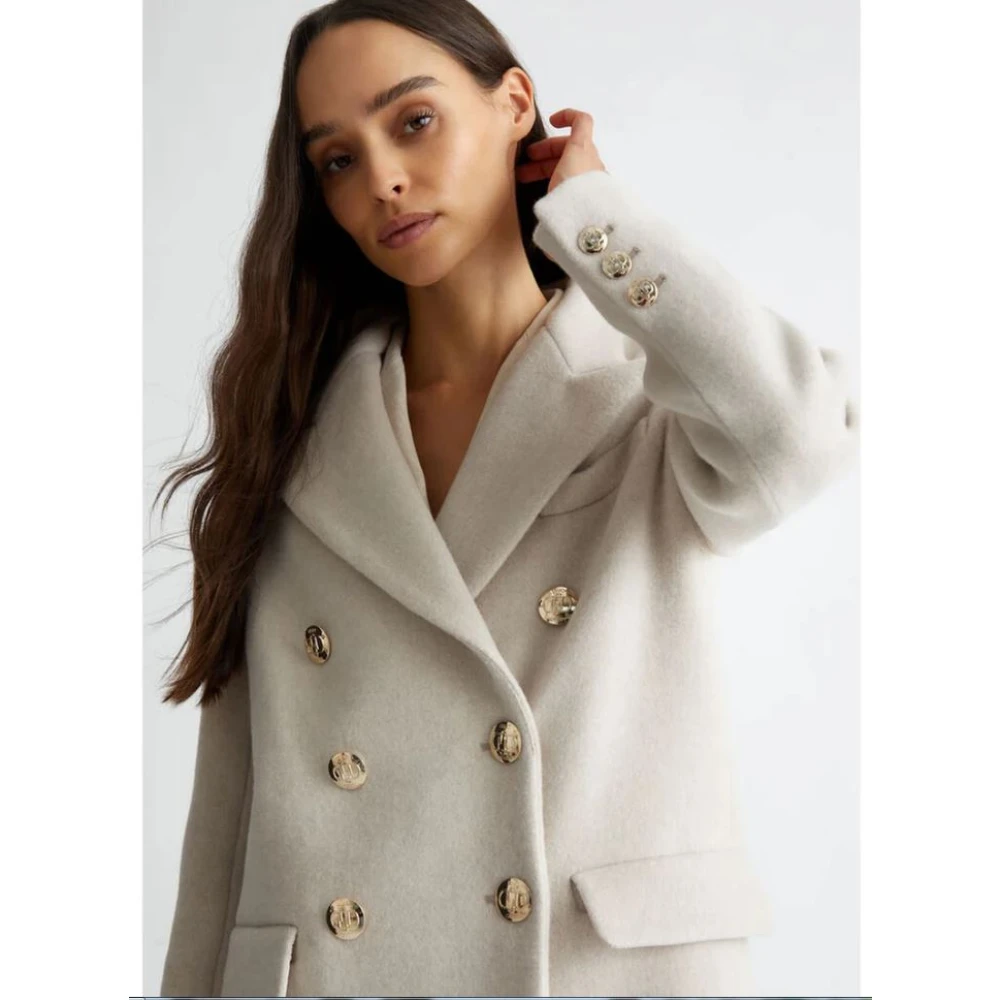 Liu Jo Wollen Jas Reverskraag Gray Dames