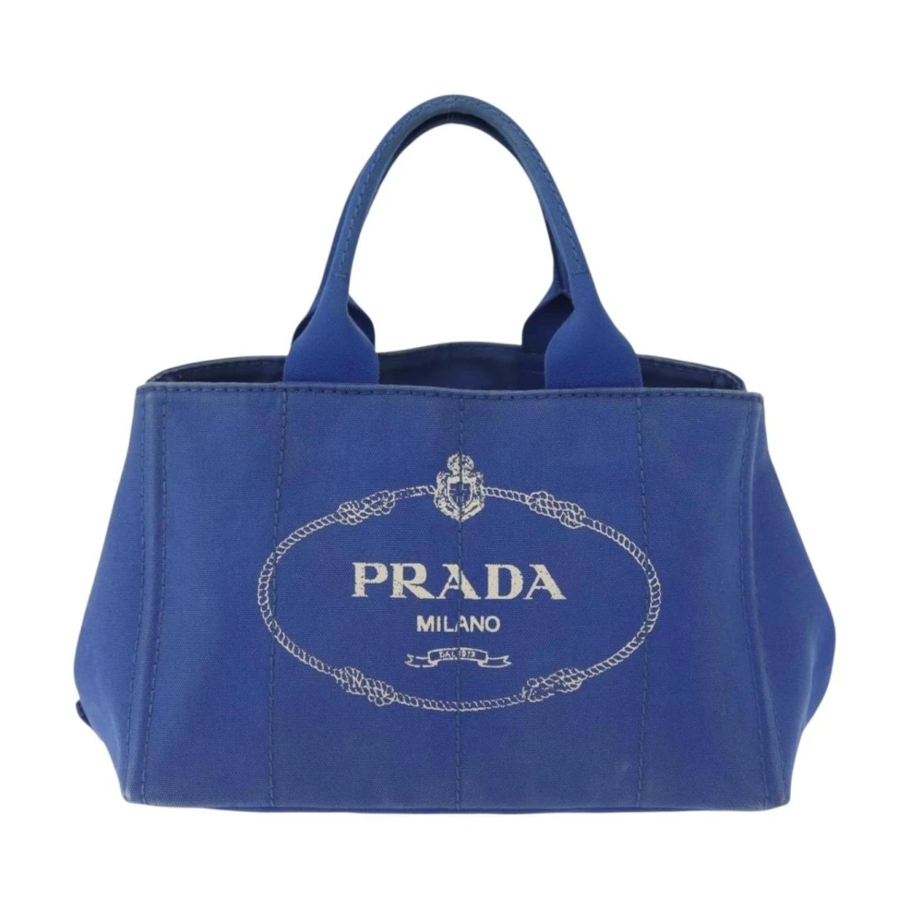 Prada Vintage Women's Blue Pre-Owned Vintage Canvas Tote Bag