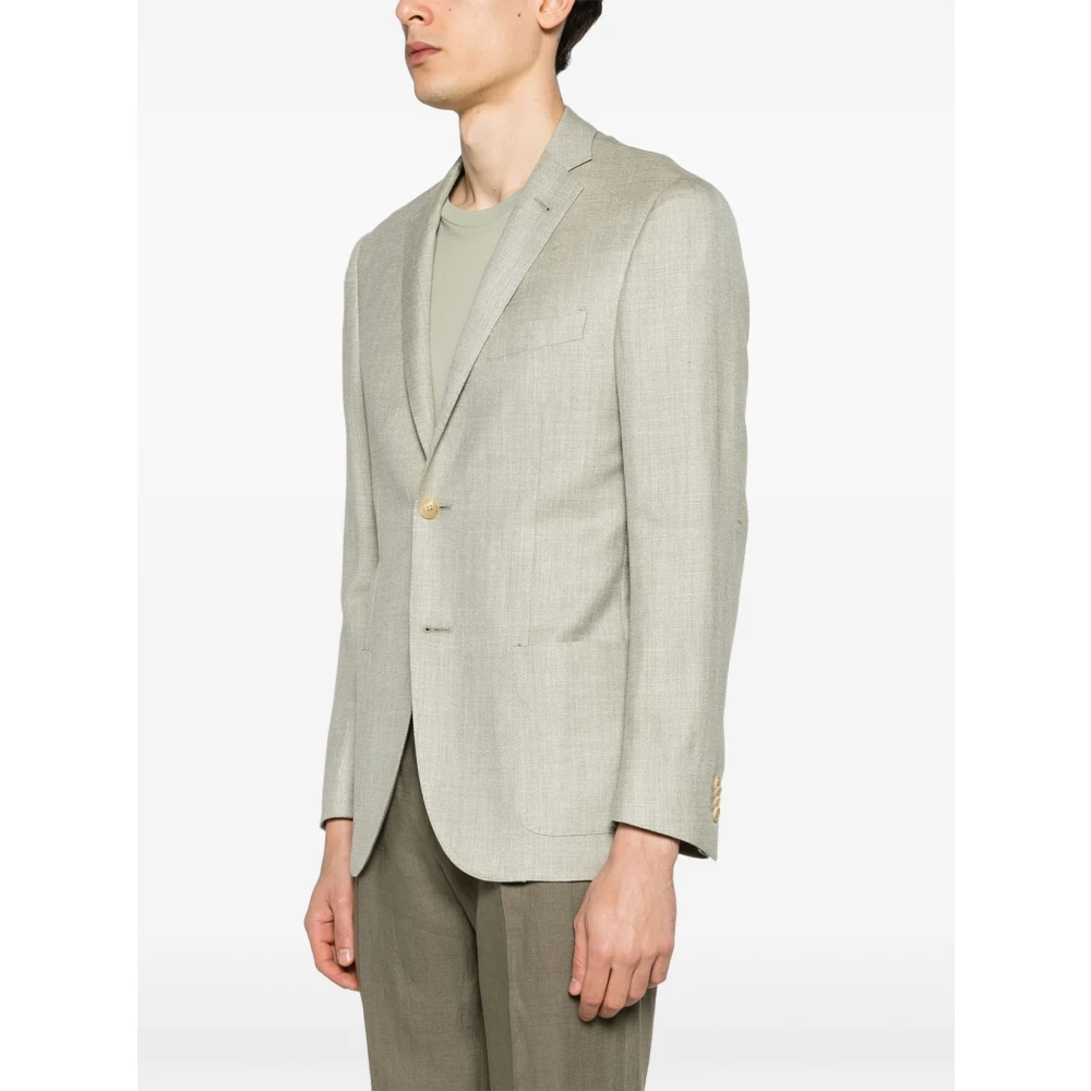 Corneliani Luxe Wol Zijde Linnen Jas Green Heren