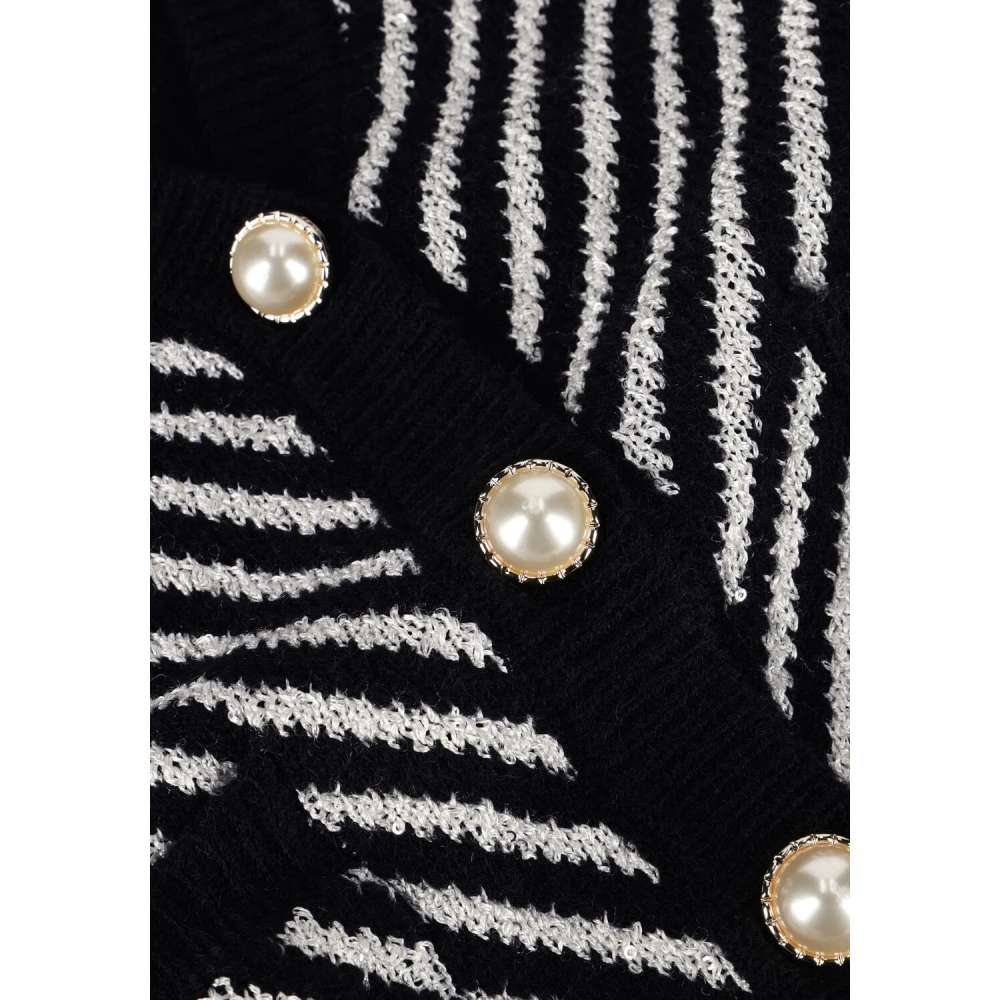 Y.A.S Pailletten Gebreide Vest voor Vrouwen Black Dames